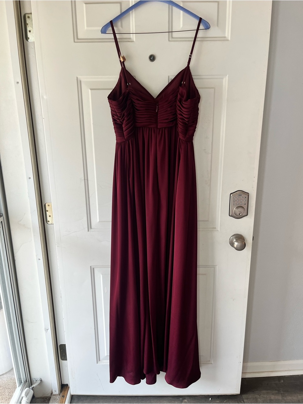 Azazie Alia Pleated Maxi Dress in Stretch Satin - Picture 6 of 7